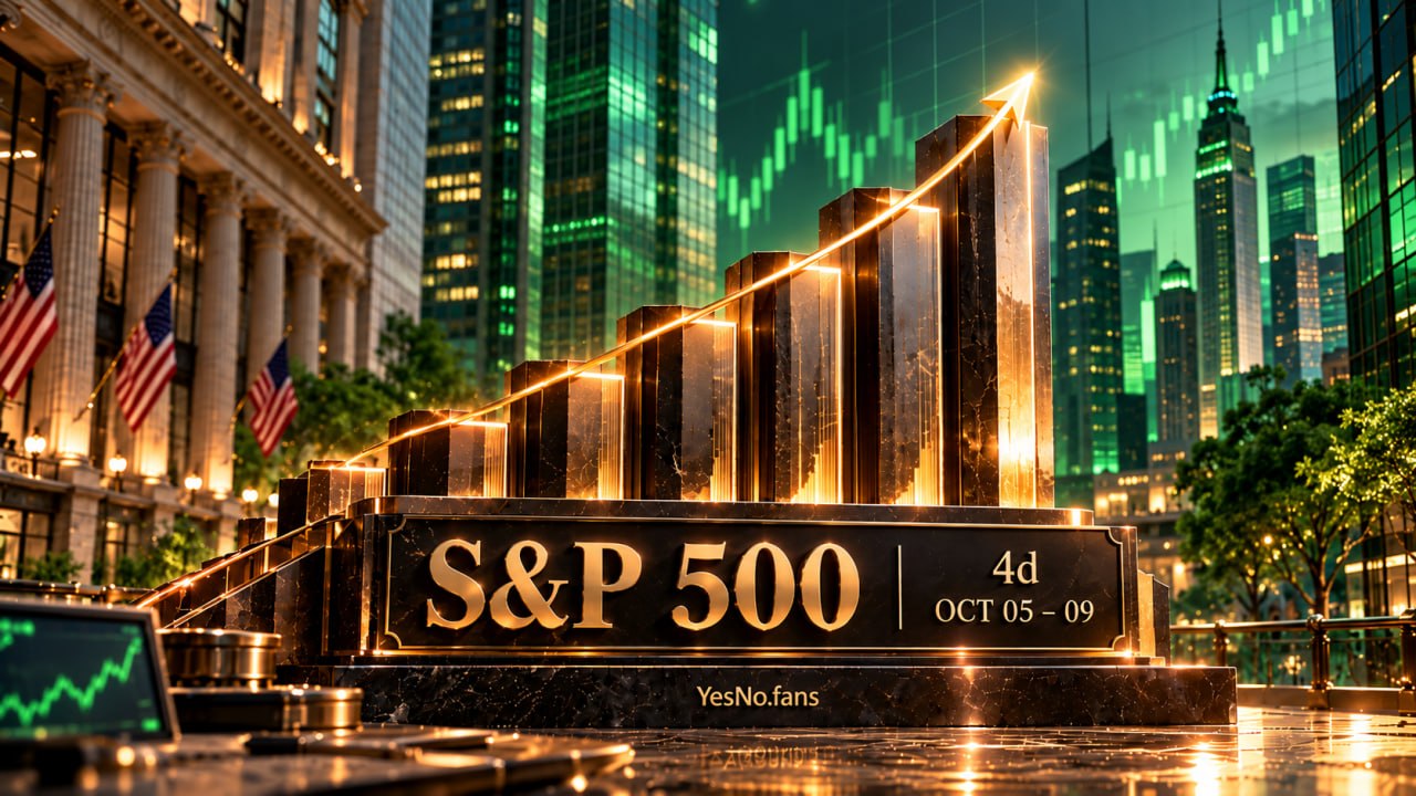 Will the S&P 500 be up from October 5 to October 9, 2026?